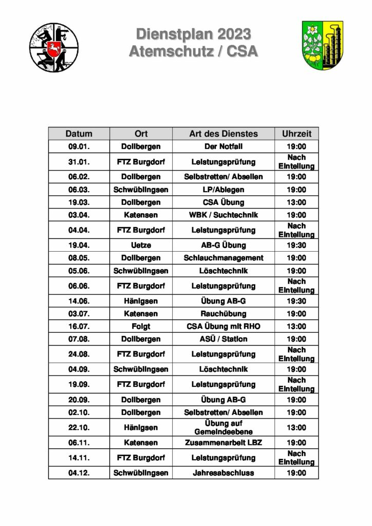Dienstplan AGT-CSA2023